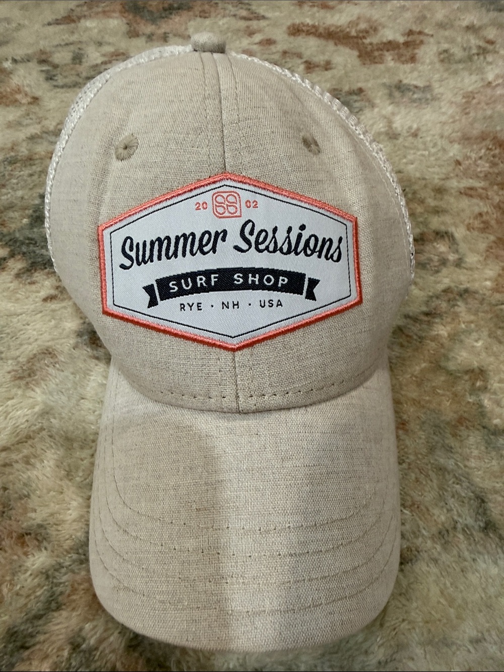 SESSIONS Beige Kids Trucker Hat with Logo Patch